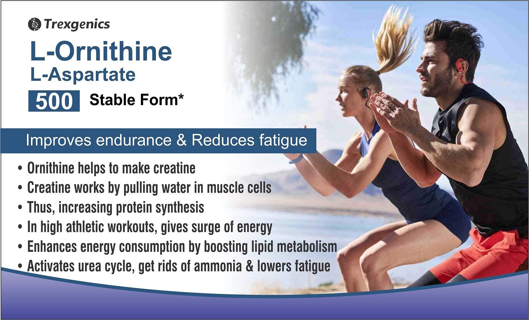 Trexgenics Trexgenics® L-ORNITHINE Stable form as L-Aspartate 500mg Urea Detox, Protein Metabolism, Liver Support (60 Vcaps) (1)