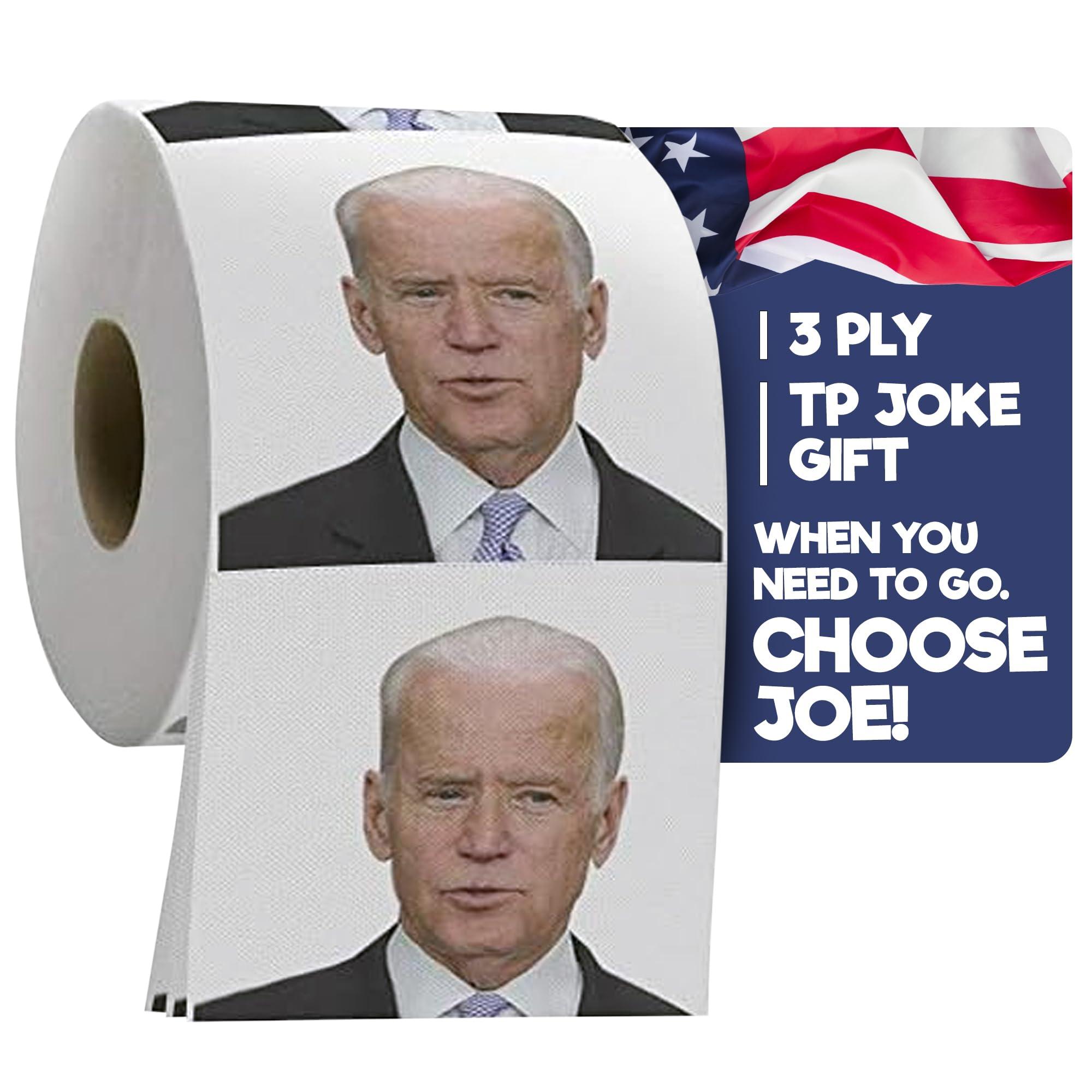Gagster Joe Biden Toilet Paper Roll - Funny Political Novelty Gag Gift - 3 Ply Bathroom Tissue 200 Sheets in Each Roll - Laugh Out Loud Joke with Image Printed on Every Sheet | Hilarious White Elephant Idea