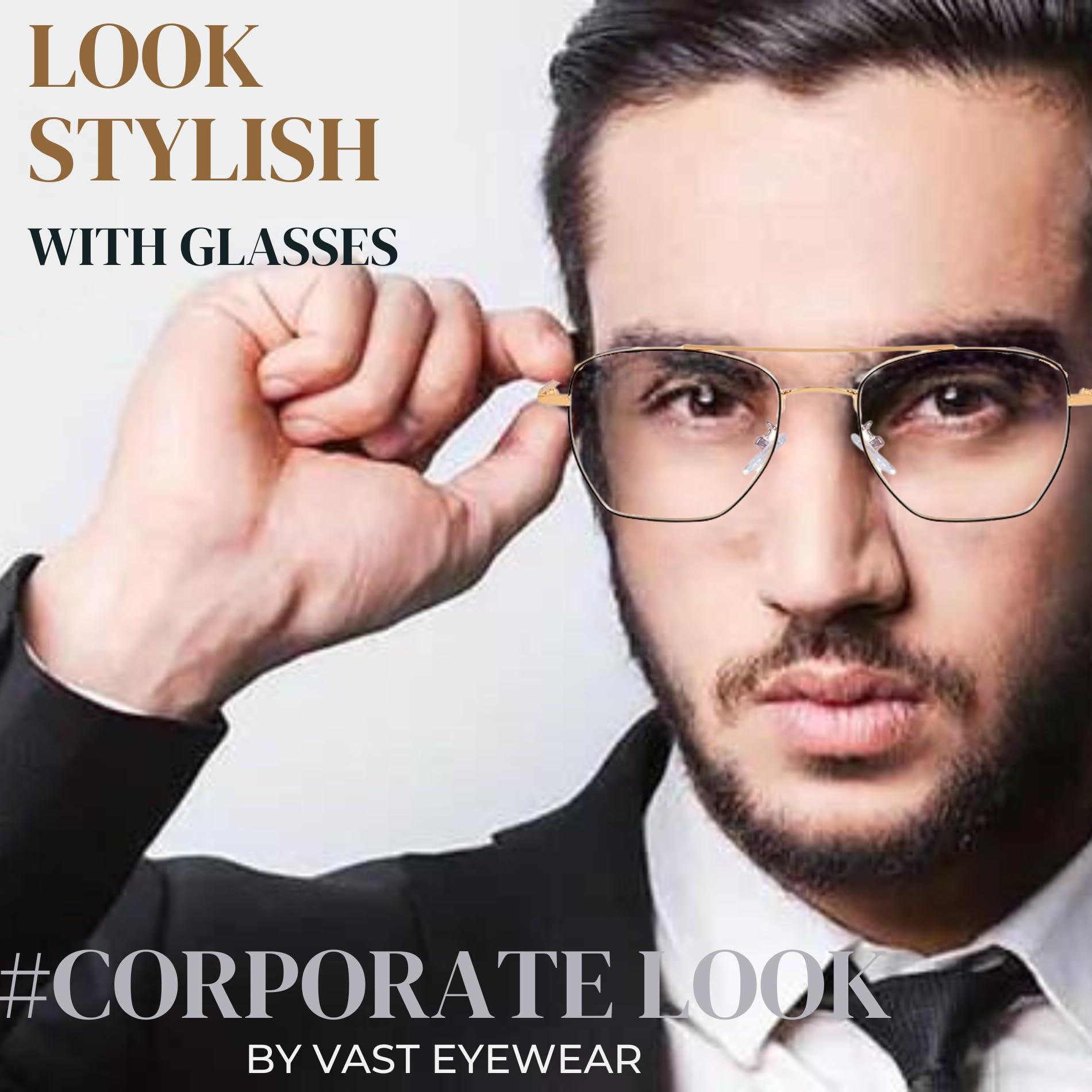 Vast VAST Photochromic Day & Night Computer Glasses + Cooling Glasses for Eye Protection | Zero Power Anti Glare & Blue Light Filter Specs | UV Protect Sunglasses for Men & Women | Frames | Photochromatic