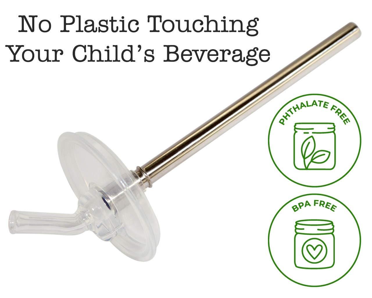 Mason Jar Lifestyle Extra Short 5\" Safer Stainless Steel Straws for 12oz Thermos Funtainer, Cocktails, Small Glasses or Cups (4 Pack + Cleaning Brush)