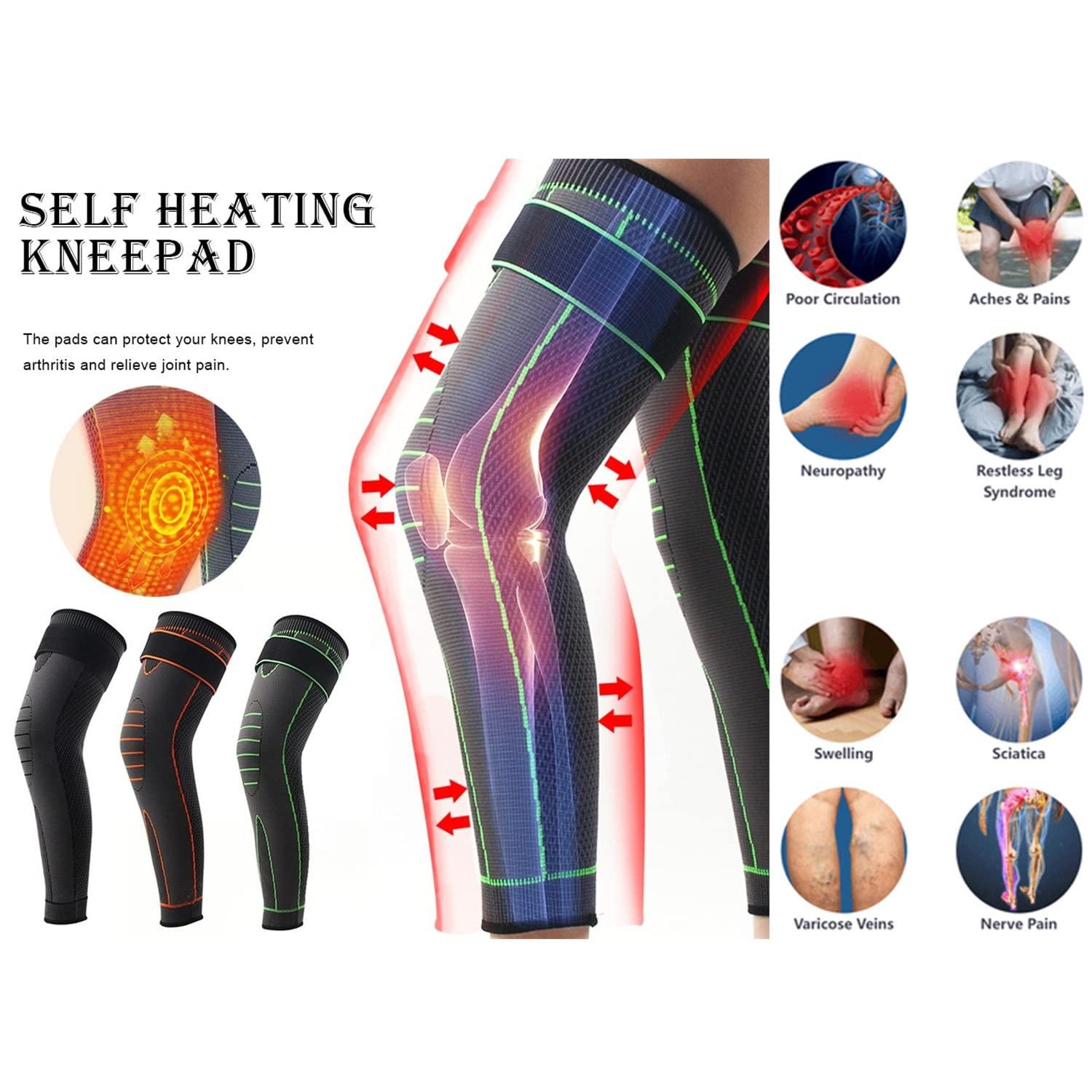 BOLHGF KNEECA Tourmaline Acupressure Selfheating Knee Sleeve,ReduceFast Mugwort Acupressure Detoxing Shaping Knee Pads,Tourmaline Acupressure Self-heating Shaping Knee Sleeve,For Men & Women (M, GREEN)