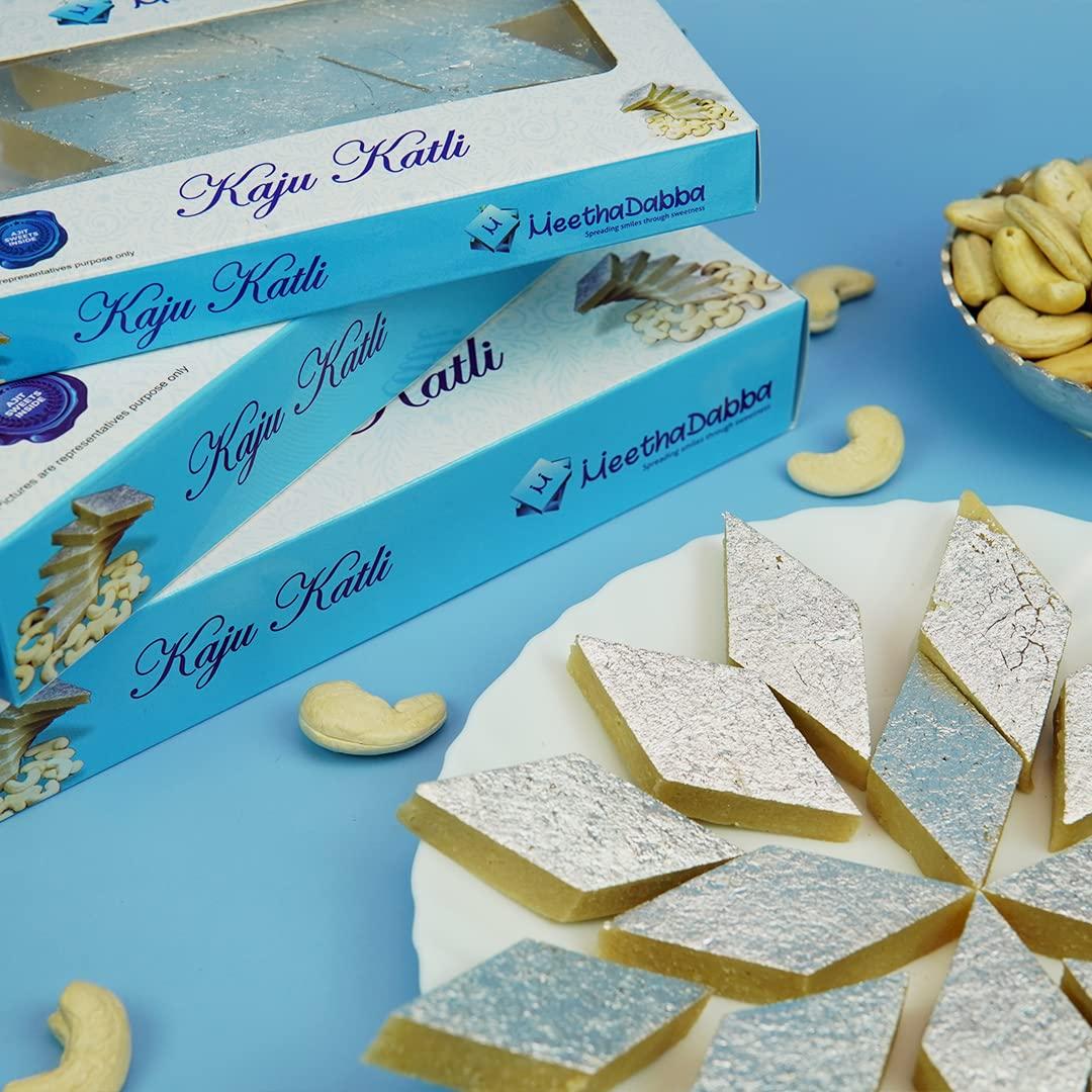 MEETHADABBA MeethaDabba Kaju Katli, Assorted Kaju Katri, Traditional Indian Sweets, Desi Mithai, 9 pcs, 100 grams