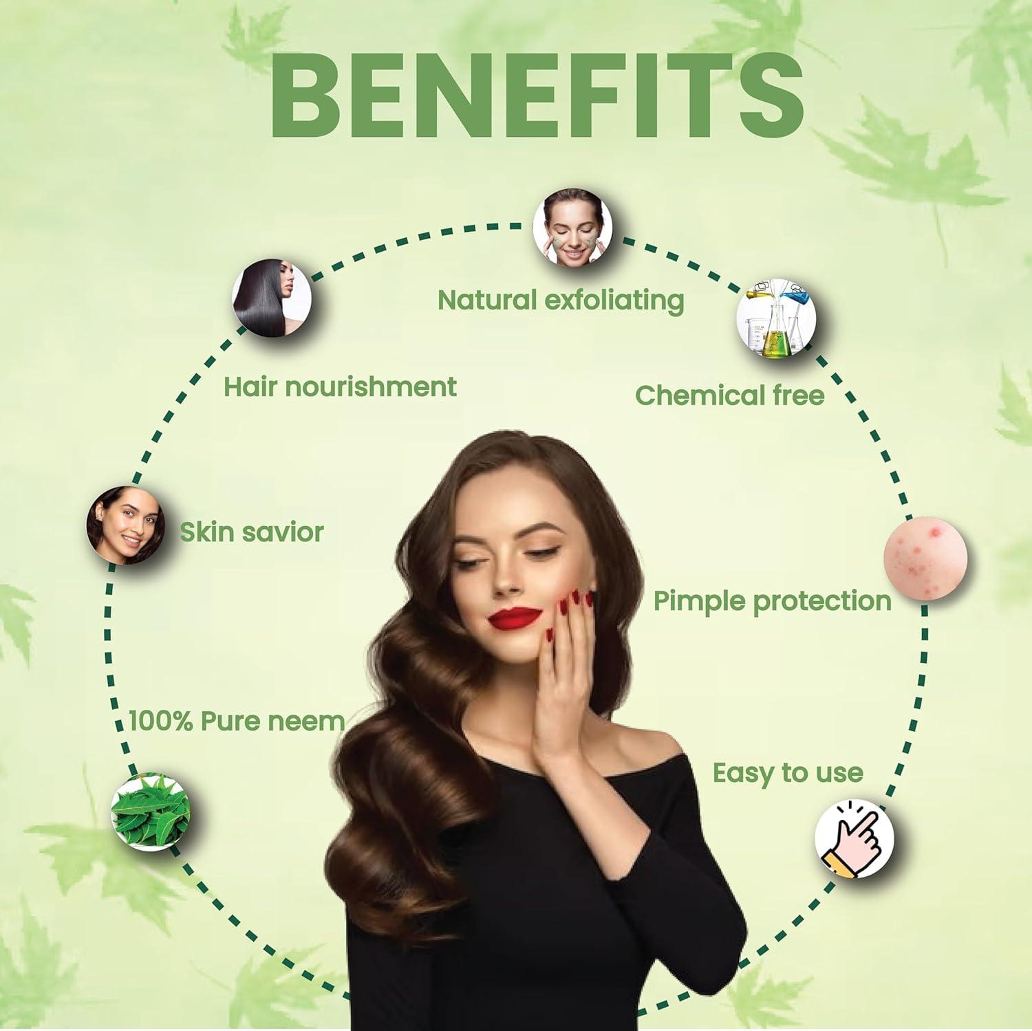 AMAN AMAN HERBALS - 100% Organic Neem leaves Powder, Azadirachta Indica for Face, Skin & Hair care (Pack of 4)