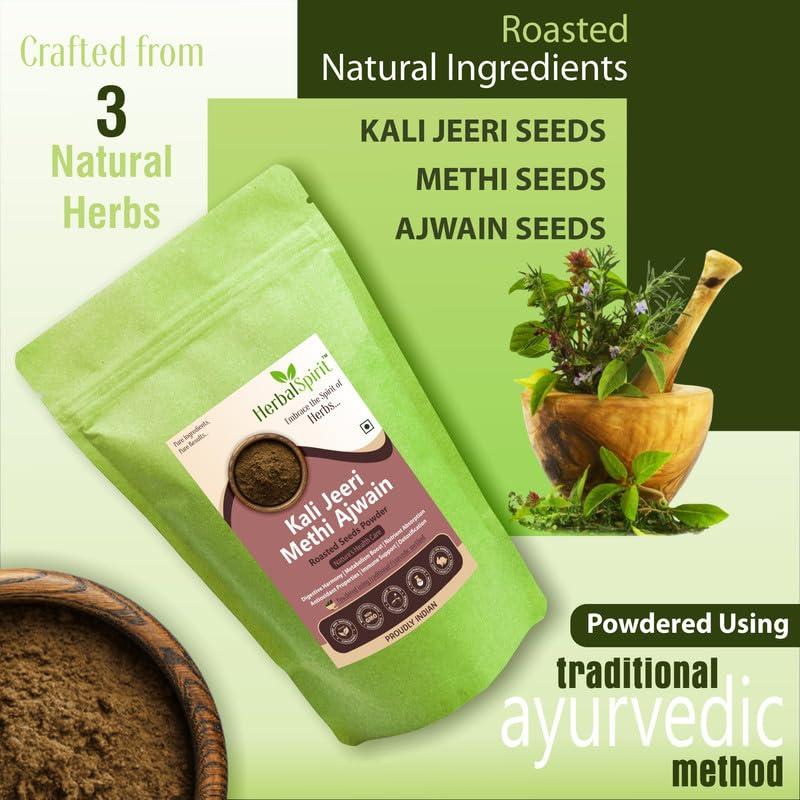 HerbalSpirit Herbal Spirit Kali Jeeri Methi Ajwain Mixture Powder, 400gm | Ancient Harmonious Fusion for Overall Well-Being