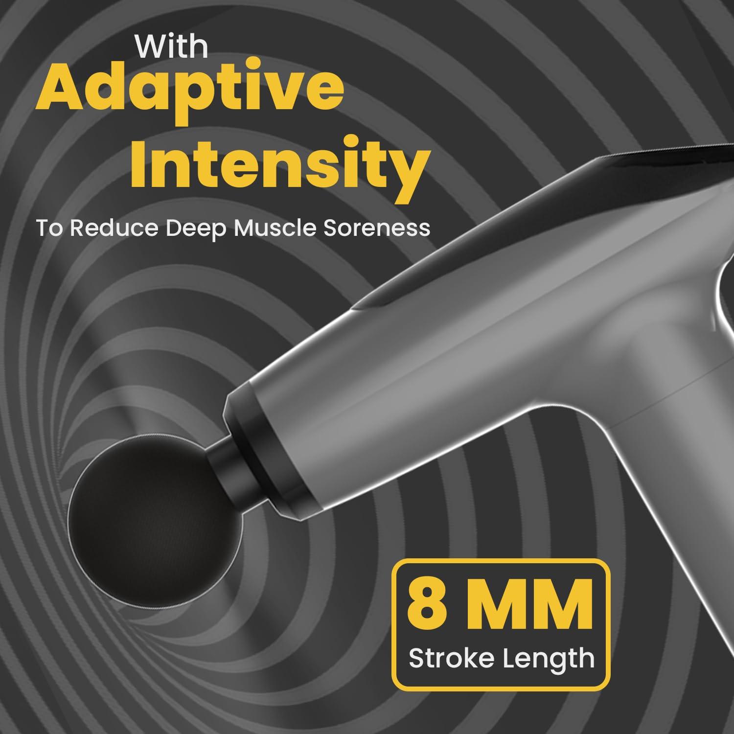 The Cube Club The Cube Club Deep Tissue Massage Gun with 4 Soft Massage Heads Portable Full Body Pain Stress Relief Percussion Muscle Massager with 3200 RPM Powerful Bi-Directional Motor for Men & Women (Grey)