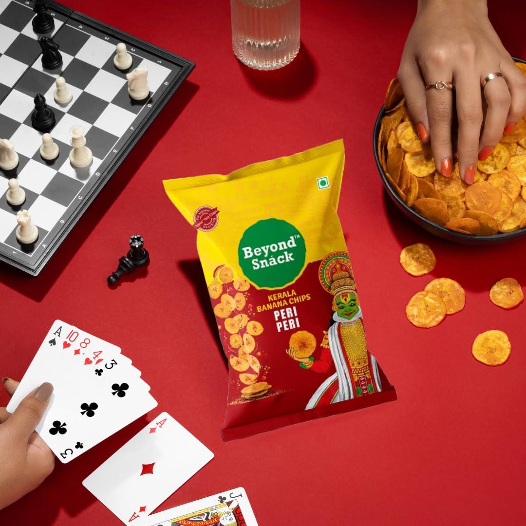 Beyond Snack Beyond Snack Kerala Banana Chips Thin Cruchy Crispy Snacks Peri Peri Flavour 300g (100g*3) - Family Pack