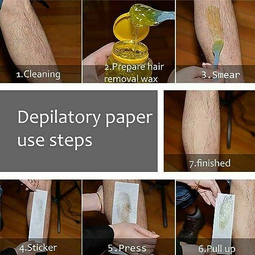 BlueZOO BlueZOO Wax Strips 100 Pack 7.9 x 2.8 Inches Professional Salon Non-Woven Waxing Strip Depilatory Paper for Facial and Body Hair Removal