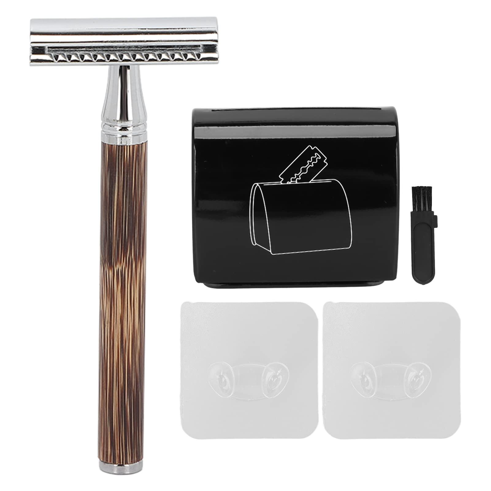 Haowecib Mens Set, Old Fashioned Shaver Bamboo Handle Accurate Safety with Blade Box for Shaving