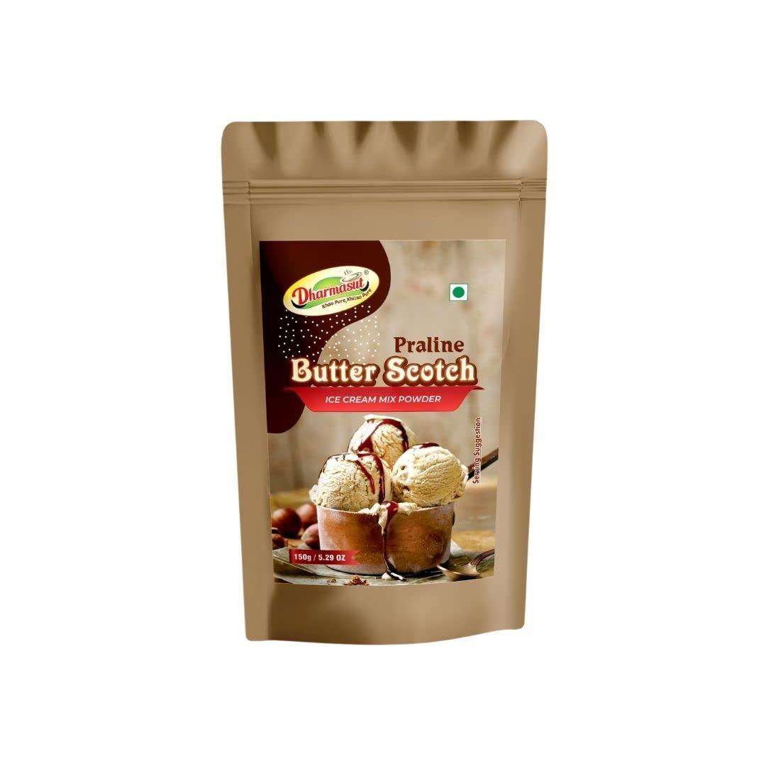 Dharmasut Premium Butterscotch Instant Ice cream Premix Powder Extra Softness 1050g (150g*7)