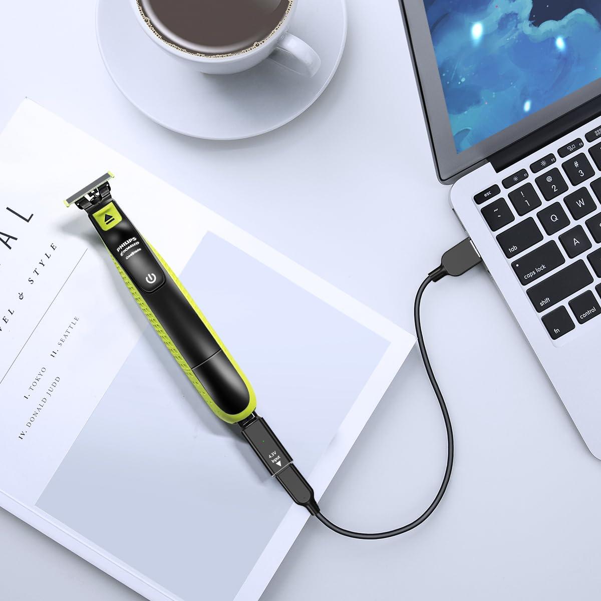 Kinsound Kinsound 4.3V A00390 Type C Shaver Adapter Charging Converter for Philips Norelco Oneblade QP2520 QP2515 QP2620, USB C Shaver Charger Converter Without Charger Cord (1 Pack)