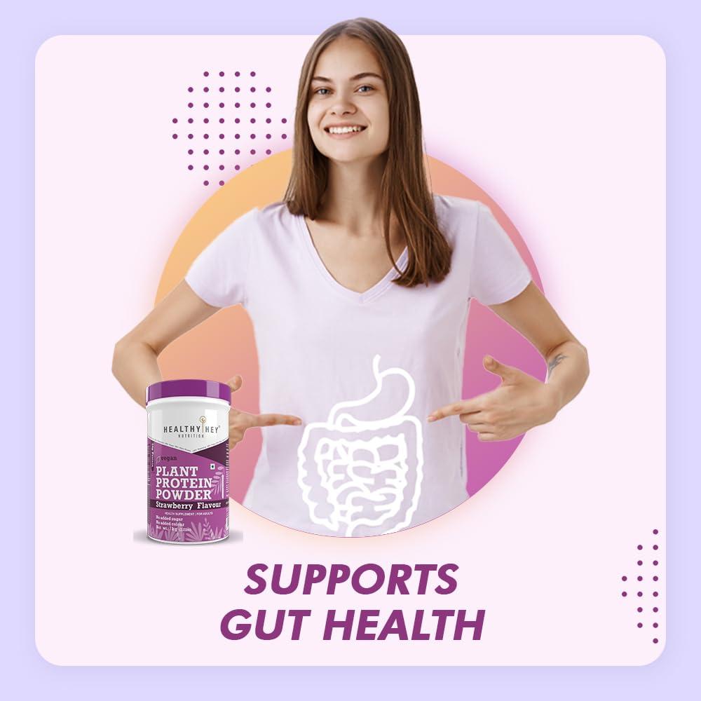 HealthyHey Nutrition HealthyHey Nutrition Plant Protein Powder, Vegan Protein, Low Net Carbs, Non Dairy, Gluten Free, Lactose Free, No Sugar Added, Soy Free, Non-GMO (Strawberry, 1Kg)