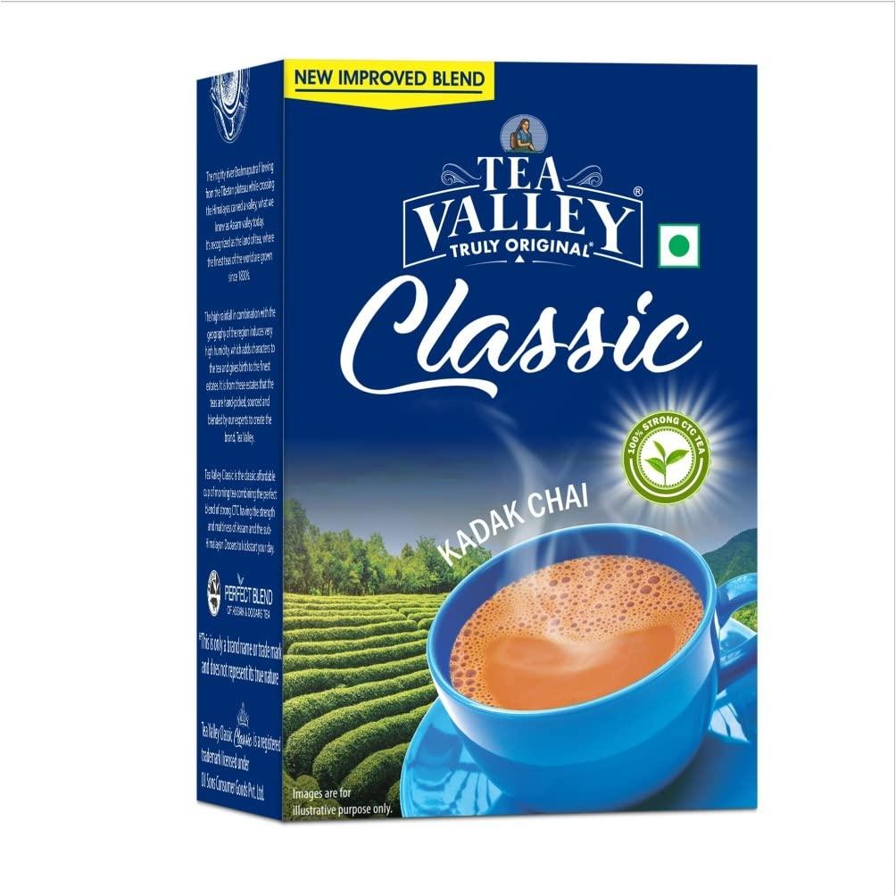 Tea Valley Tea Valley Classic Tea - 250gm X3 | Strong, Malty, Aromatic and Rich Taste | 100% Assam and Dooars CTC tea blend | Make Masala Tea, Ginger Tea or Cardamom Tea