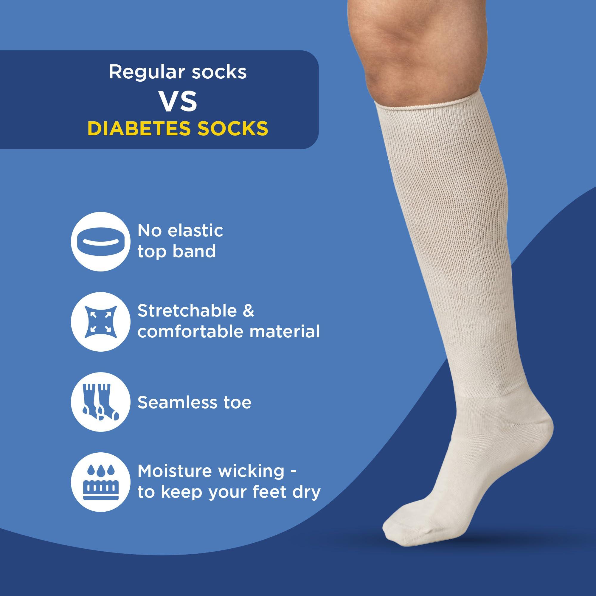 Syounaa Syounaa Socks for Diabetes & Neuropathy Knee Length for Men & Women | Reduces Cramps, Swelling, Burning sensation & Pain relief | Superior Infrared Celliant Technology | Beige, 1 pair