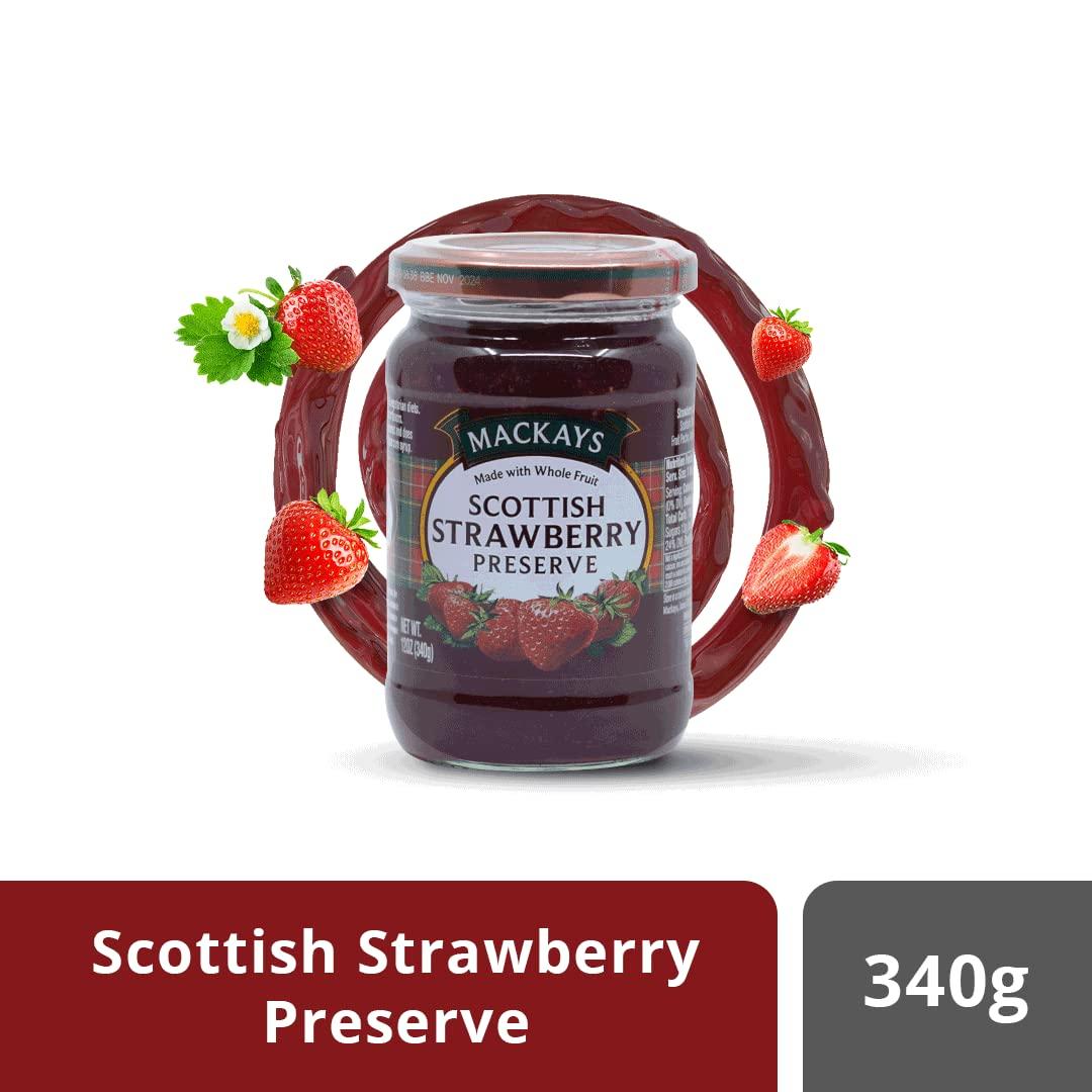 Mackays Mackays Scottish Strawberry Preserve Jam For Bread | Made In Small Batches | Vegan | No Artificial Color And Flavor | Gluten Free | Made With Whole Fruits - 340gm