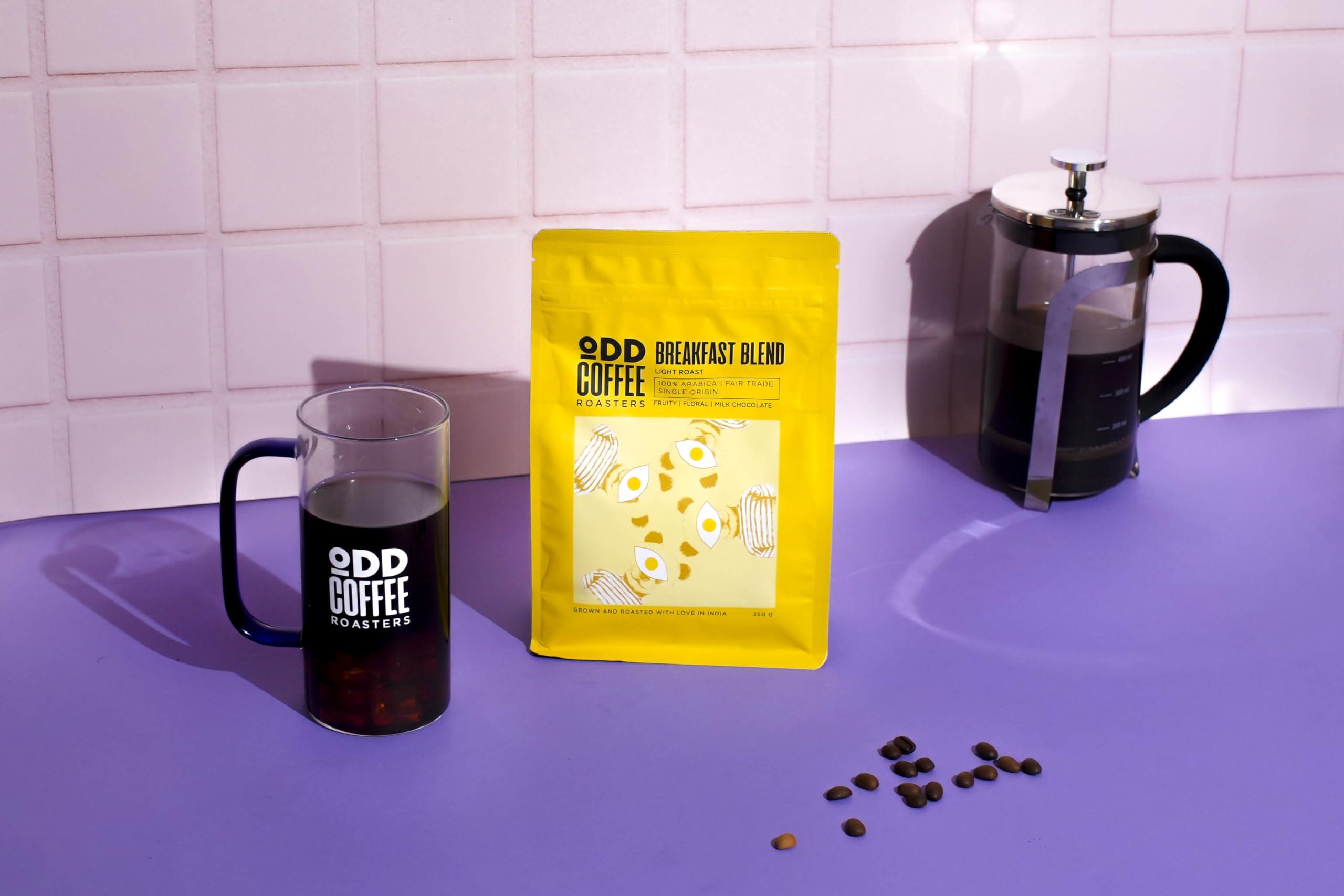 ODD COFFEE ROASTERS ODD COFFEE ROASTERS Speciality Coffee 250 Grams | Breakfast Blend - Light Roast 100% Arabica Fair Trade Single Origin Fruity Floral Milk Chocolate Whole Coffee Bean (Pack of 1) Plantation AA/AAA Beans