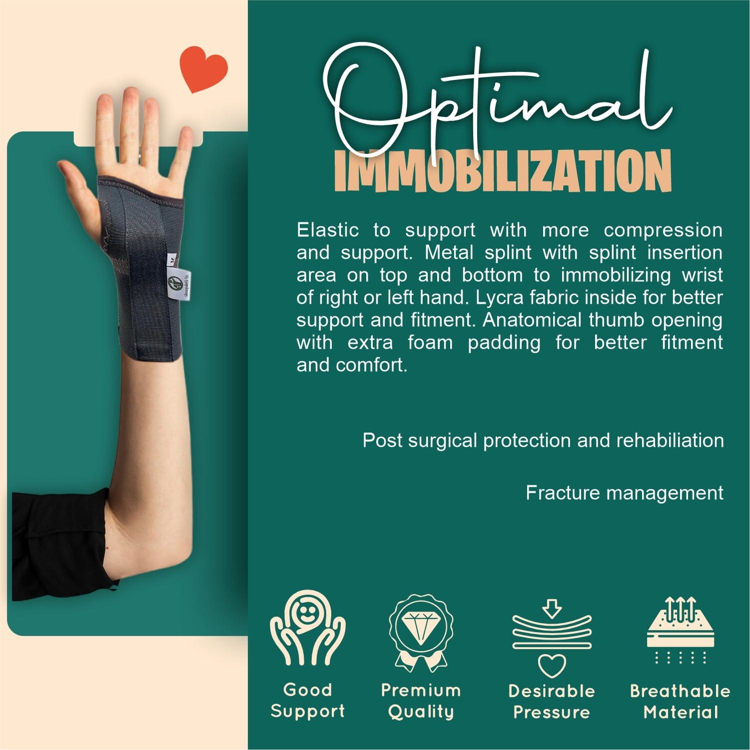 AP ORTHOPAEDIC AP ORTHOPAEDIC Elastic wrist splint for left hand grey Sprain Carpal Tunnel Splint Support Wrist Brace Protector Elastic wrist splint for left hand grey (S)