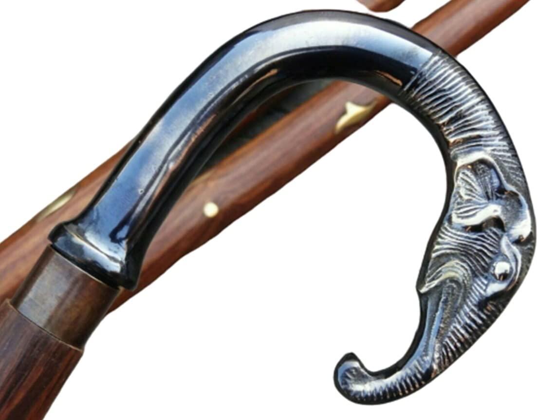 NavaFresh Basics A N H Antique Brass Elephant Head Handle Victorian Wooden Walking Stick Nautical Canes II Handmade Brass Elephant Head Wooden Walking Stick