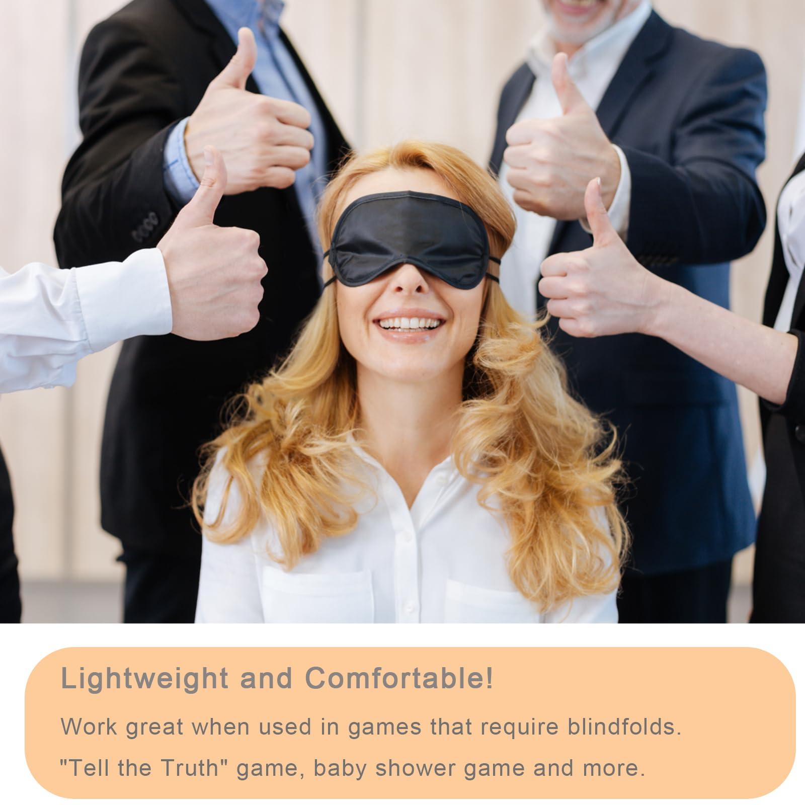 Vandorla 12 Pack Blindfold Eye Mask Cover Sleep Mask for Team Games Travel Sleep Party Supply with Adjustable Strap for Women Men Kids, Black