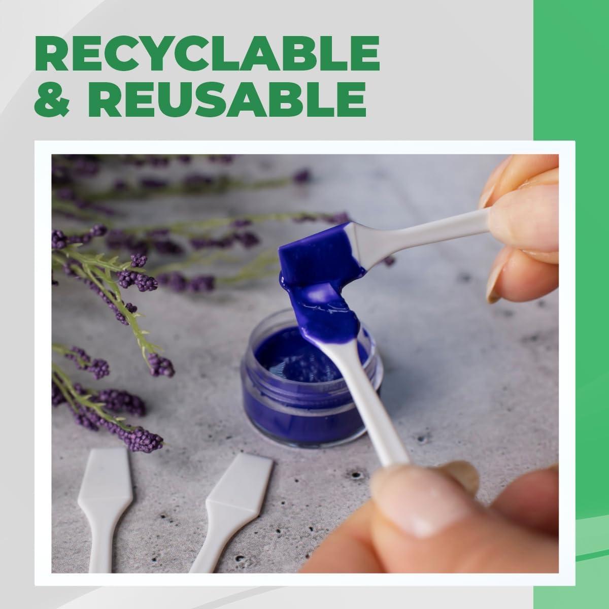 Kopperko KOPPERKO 100 Pack 2.5 Inch Cosmetic Spatulas - Small Plastic Spatula for Cosmetics, Makeup, Creams, Crafts - Multipurpose Mini Applicators for Mixing Creams, Make-Up, Paste and Scraping Jars White