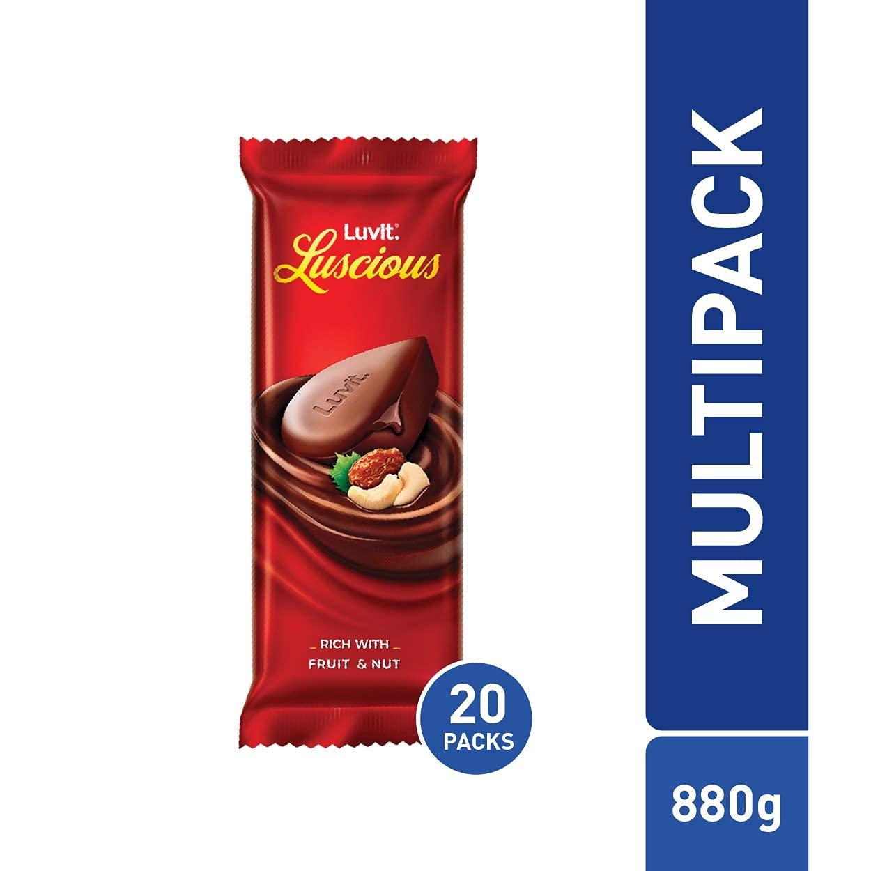 LuvIt. LuvIt. Luscious Fruit & Nut Chocolate Bars | Multipack | Deliciously Smooth Chocolates | Pack Of 20, 46 gm Each
