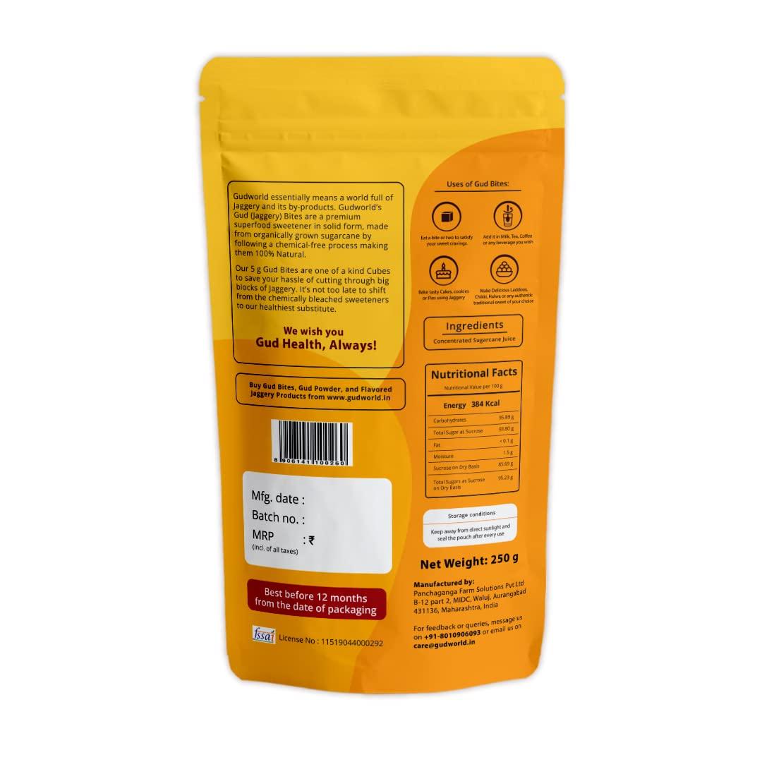 gudworld Jaggery Cubes | 750 Gm Jaggery Bites | Small Cube Bite Size | Gud Jaggery 5 gm Cube Bites | Desi Sugar Alternative for Coffee Chai and Beverages | Natural Chemical Free (250 gm x Pack of 3) by GudWorld