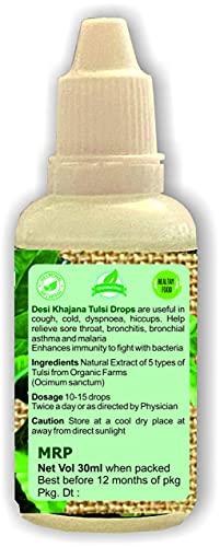 DESI KHAJANA DESI KHAJANA Tulsi Drops | Panch Tulsi (Tulasi) Arka 30ml - Concentrated Extract of Rare Tulsi for Immunity Boosting | Produce of ORGANIC Farms of India