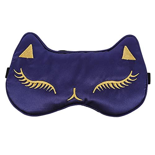 HEALLILY HEALLILY 1Pc Imitation Silk Blindfold Sleeping Shading Eye Blindfold Cartoon Cat Eye Blindfold with Adjustable Buckle for Home Office School Sleep (Navy)