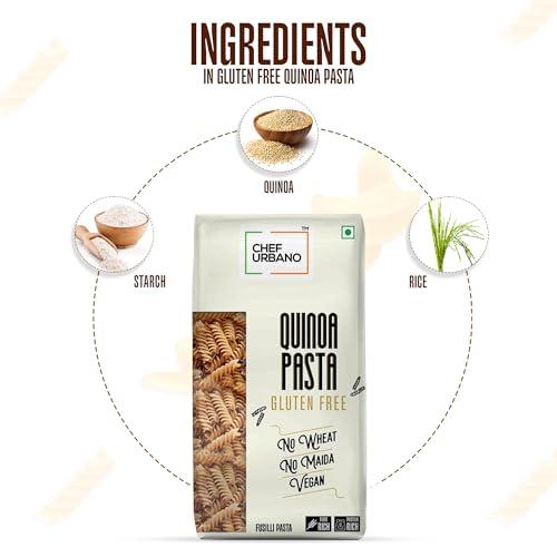 CHEF URBANO Chef Urbano Quinoa Pasta Fusilli 250g | Healthy Pasta | High Protein and Fibre | Easy Digestion | Healthy Food | Diet Food | Vegetarian