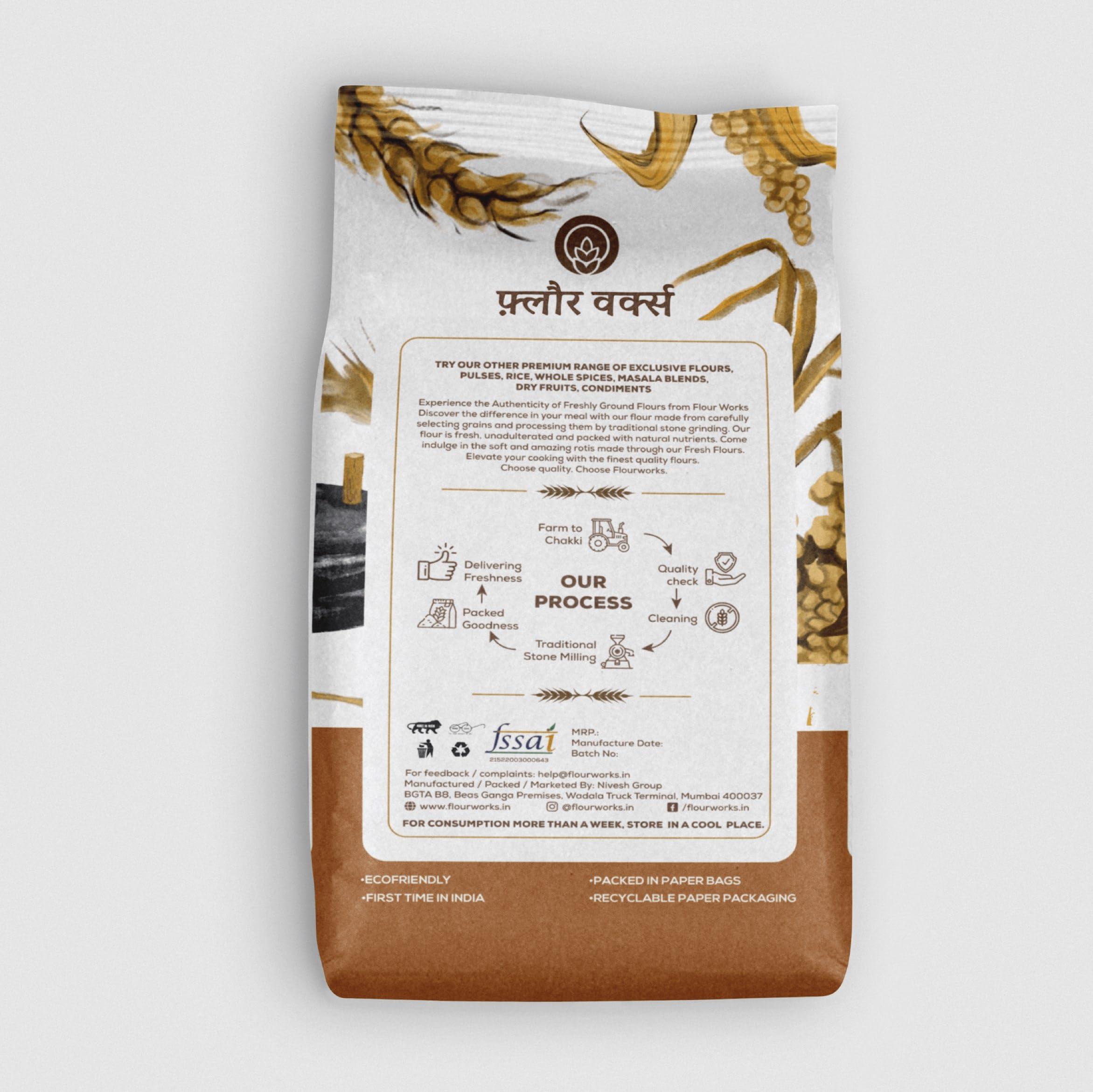 FLOUR WORKS FlourWorks Khapli Wheat Aata, 1kg | Meadow | Emmer Wheat Flour | Nutrient-Rich | High Fibre | Diabetic Friendly Atta | Stone Mill Ground Fresh Flour