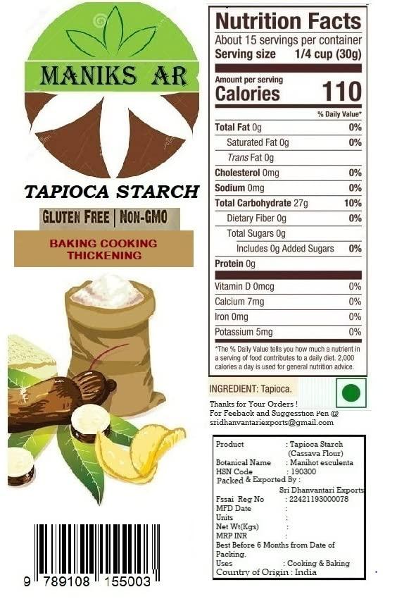 MANIKS AR MANIKS AR Tapioca Pearl Boba Bubble Tea Starch 400 Gm - Gluten Free