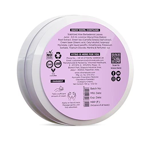 VITRO VITRO | Natural Face Cream For Dark Spot Reduction | Cream for Oily Skin & Dry Skin | Non-Greasy Moisturiser Cream with UV Protect | I AM NATURAL, 100 ml