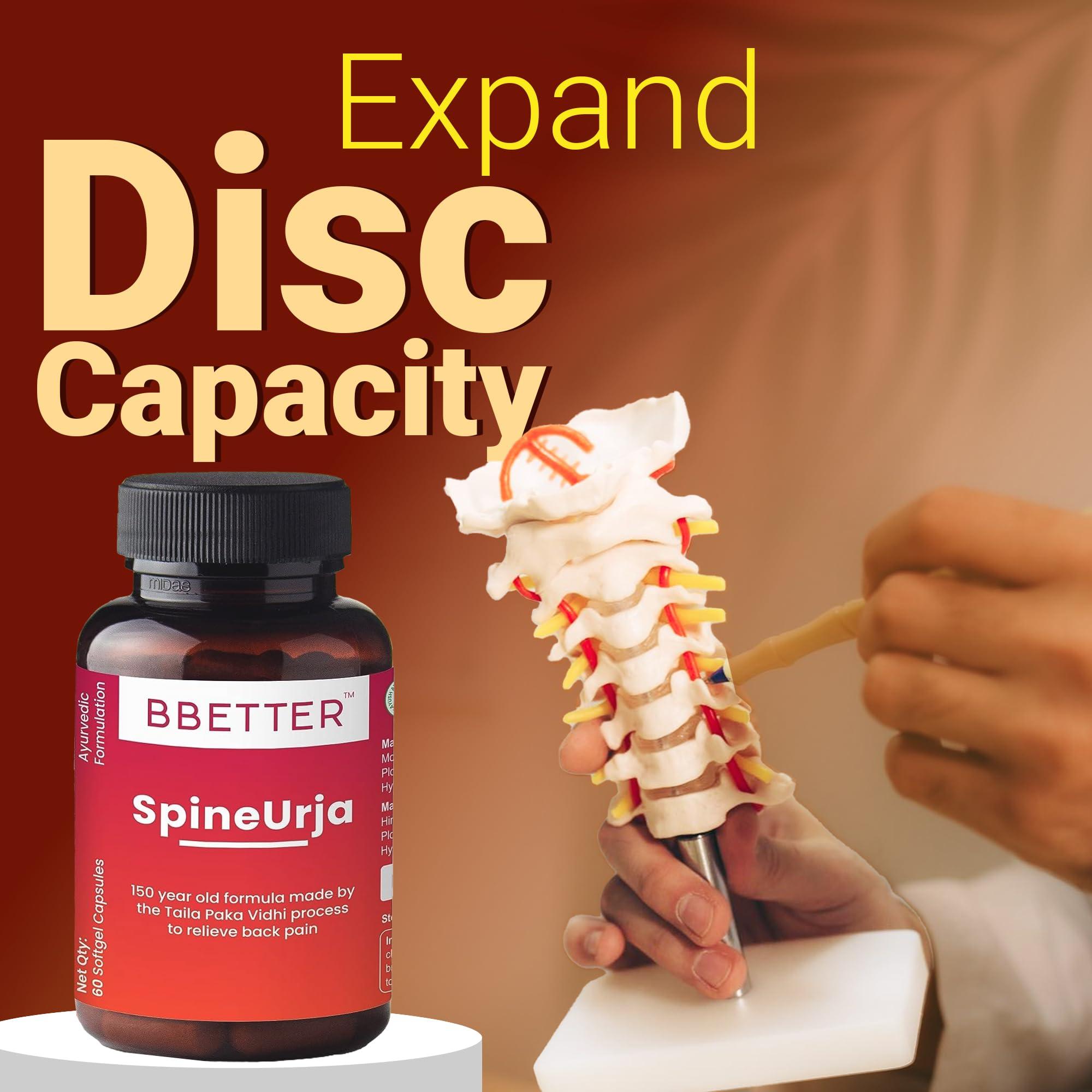 BBETTER BBETTER SpineUrja -Ayurvedic Lower Back Pain Relief & Sciatica Relief | Made by Taila Paka Vidhi Method | 120 Softgels