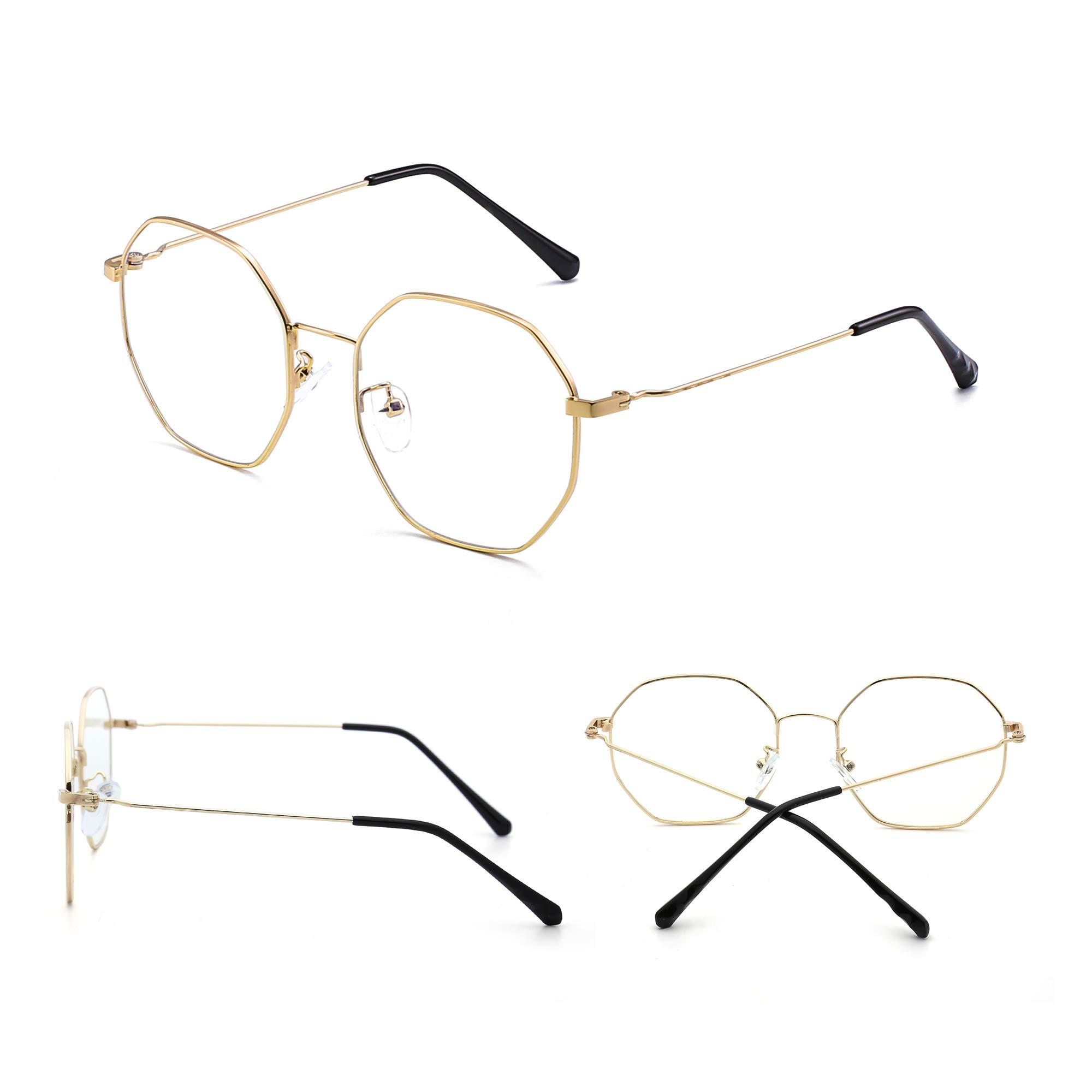 JM JM Women's Anti Blue Light Blocking Glasses Fashion Designer Computer Glasses Reduce Eye Strain Gold