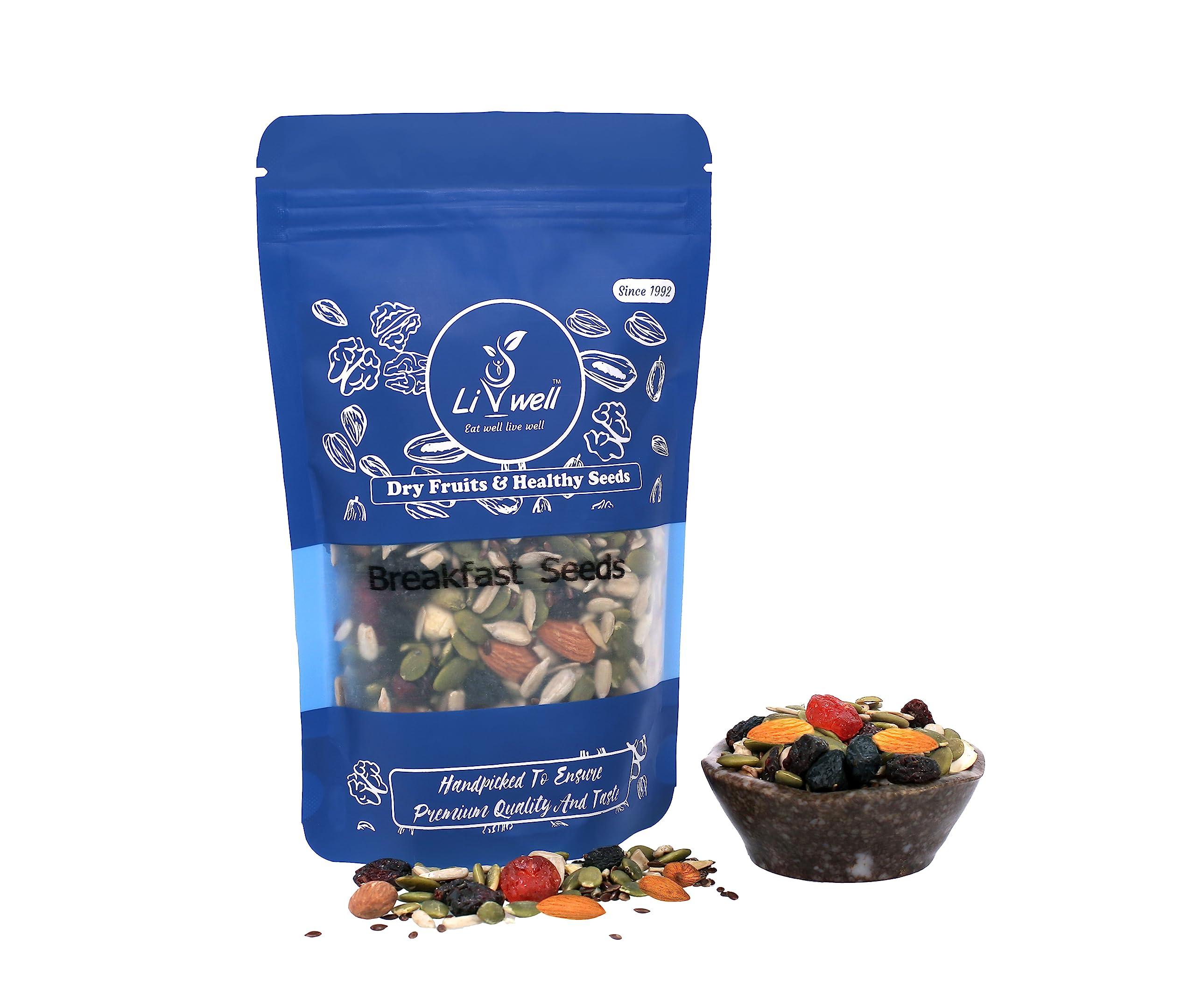 LIVWELL LIVWELL Fresh Healthy Dry Fruits & Healthy Seeds Breakfast Seeds | Healthy Nit Mix Seeds Goodness Of Cereals,Dried Fruit, Nut,Seeds & Berries (250 Gram)