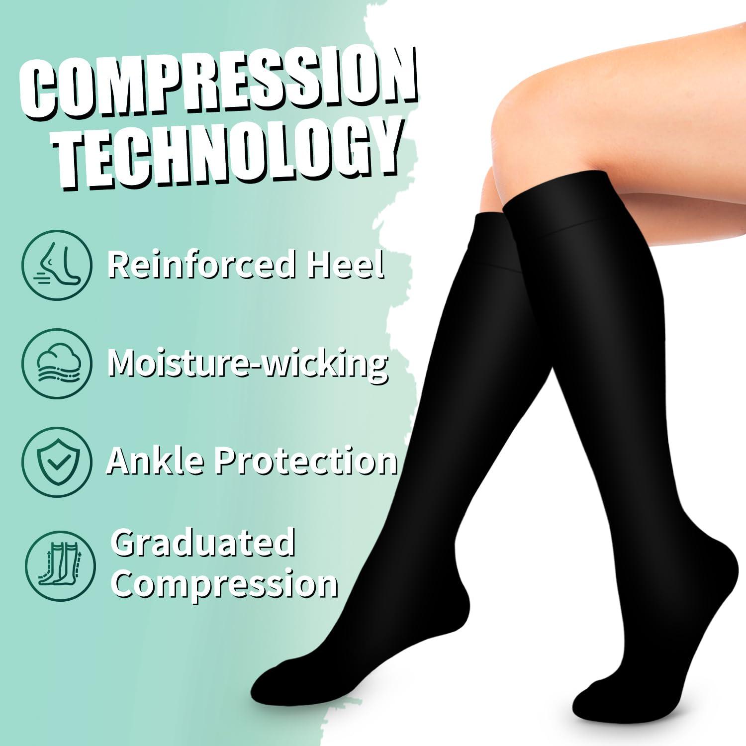 Laite Hebe Compression Socks,(3 pairs) Compression Sock for Women & Men - Best For Running, Athletic Sports, Crossfit, Flight Travel