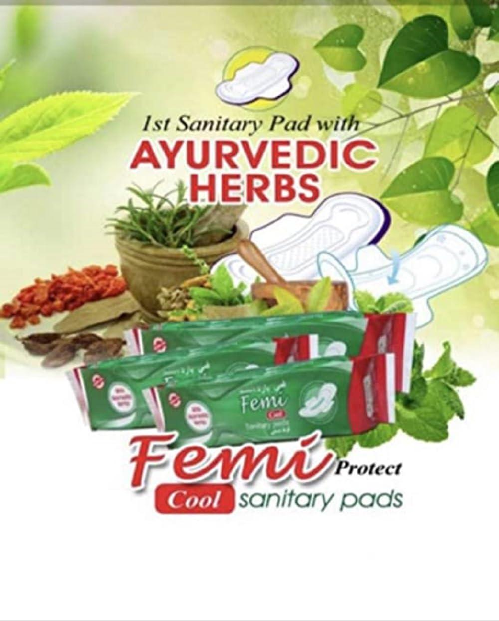 Rozatech Femi Cool 72 Pads Medicated Sanitary Pad With Ayurvedic Herbs | Pain Relief | Rash Free | With Wings - XL (72 Pads)