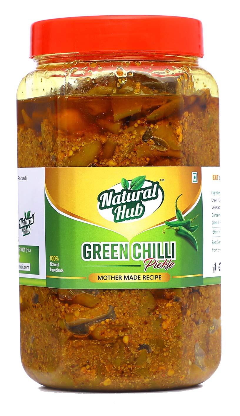 Natural Hub Natural Hub Mother Recipe Gujarati Green Chilli Pickle, Hari Mirch Ka Achar (The Real Taste of Gujarat 1kg)