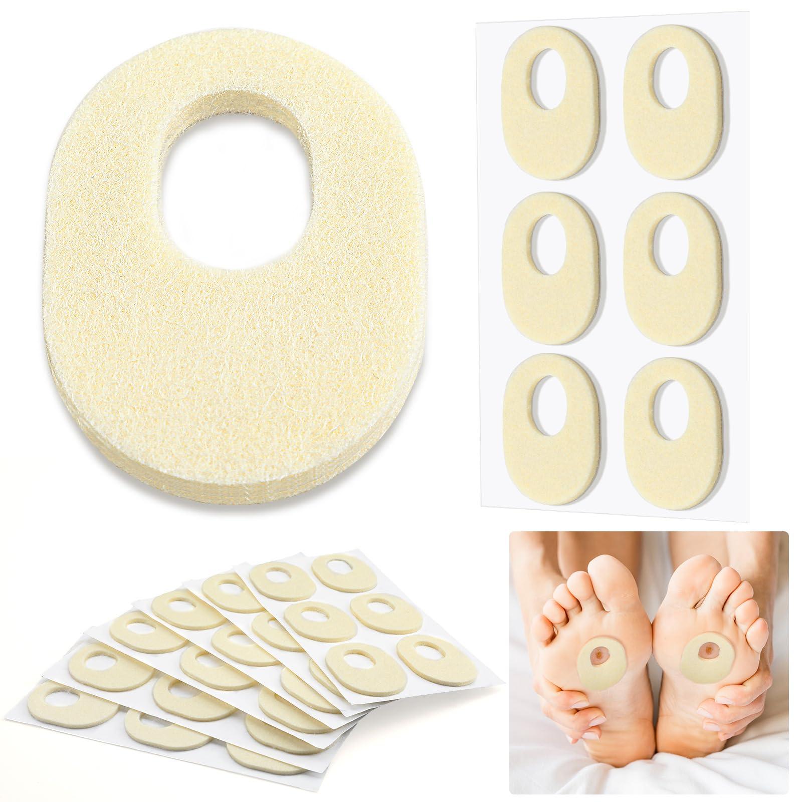 Nuanchu Nuanchu 72 Pcs Felt Callus Cushions Oval Shaped Callous Pads for Foot Adhesive Corn Cushions for Calluses Breathable Foot Pad for Bottom of Feet Pain Relief Men Women Foot Care, 1.7 x 2.2 Inch