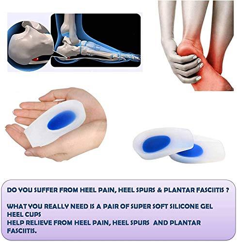 Comfort Gel Heel Cups Plantar Fasciitis Inserts - Silicone Heel Cup Pads  for Bone Spurs Pain Relief Protectors of Your Sore or Bruised Feet Best  Insole Gels 