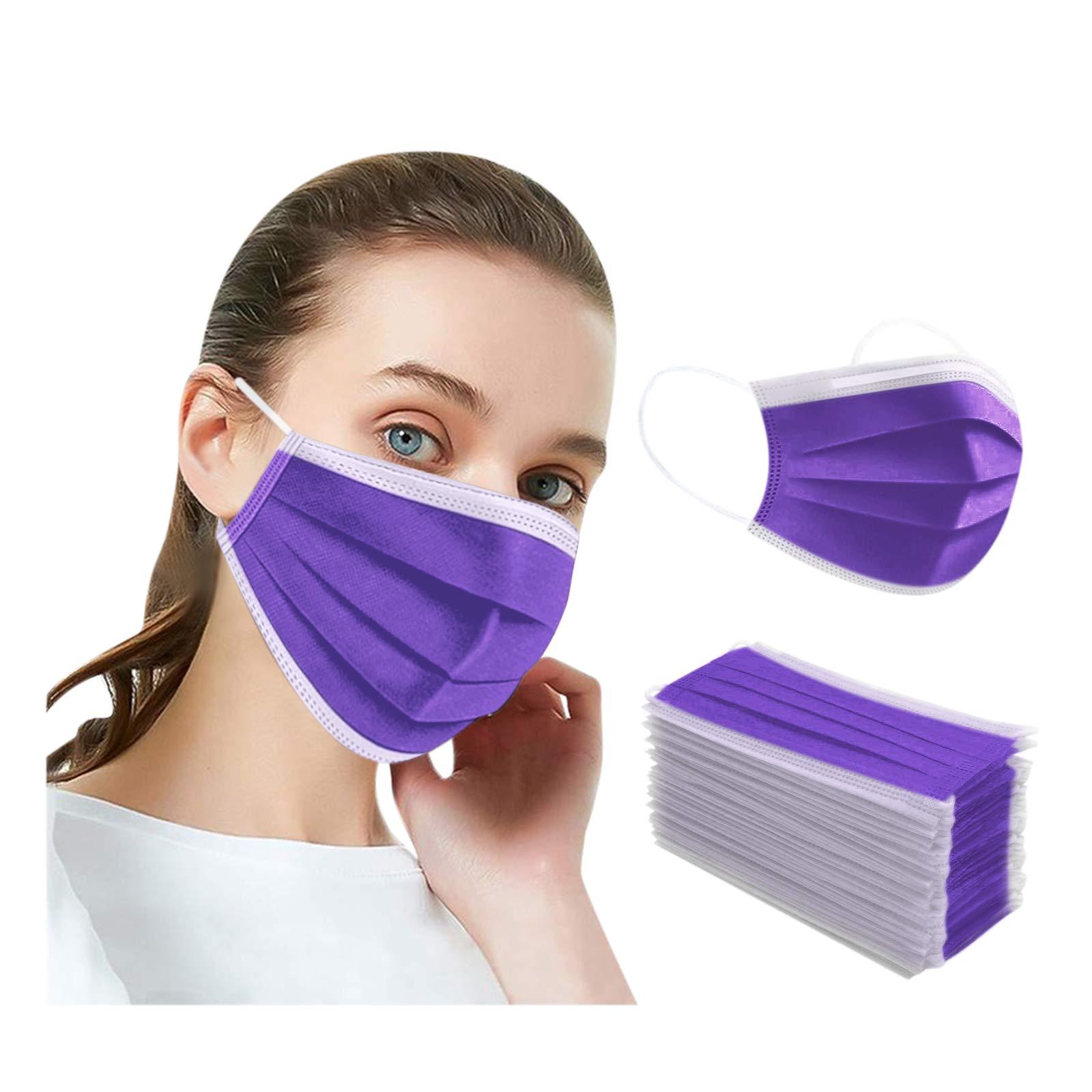 ApePal Face Mask,Dustproof Disposable 3-ply Face Mask,Breathable 3 Layer Protection,Sanitary Masks,Safety Mask,Anti-water,Purple(50 pcs)