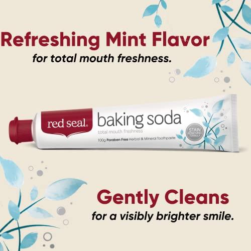 Red Seal Red Seal Natural Baking Soda Toothpaste - No Fluoride, No Artificial Flavors Or Colors - Protects Teeth & Gum Health Naturally & Cleans For Visibly Brighter Smile 100G - Whitening