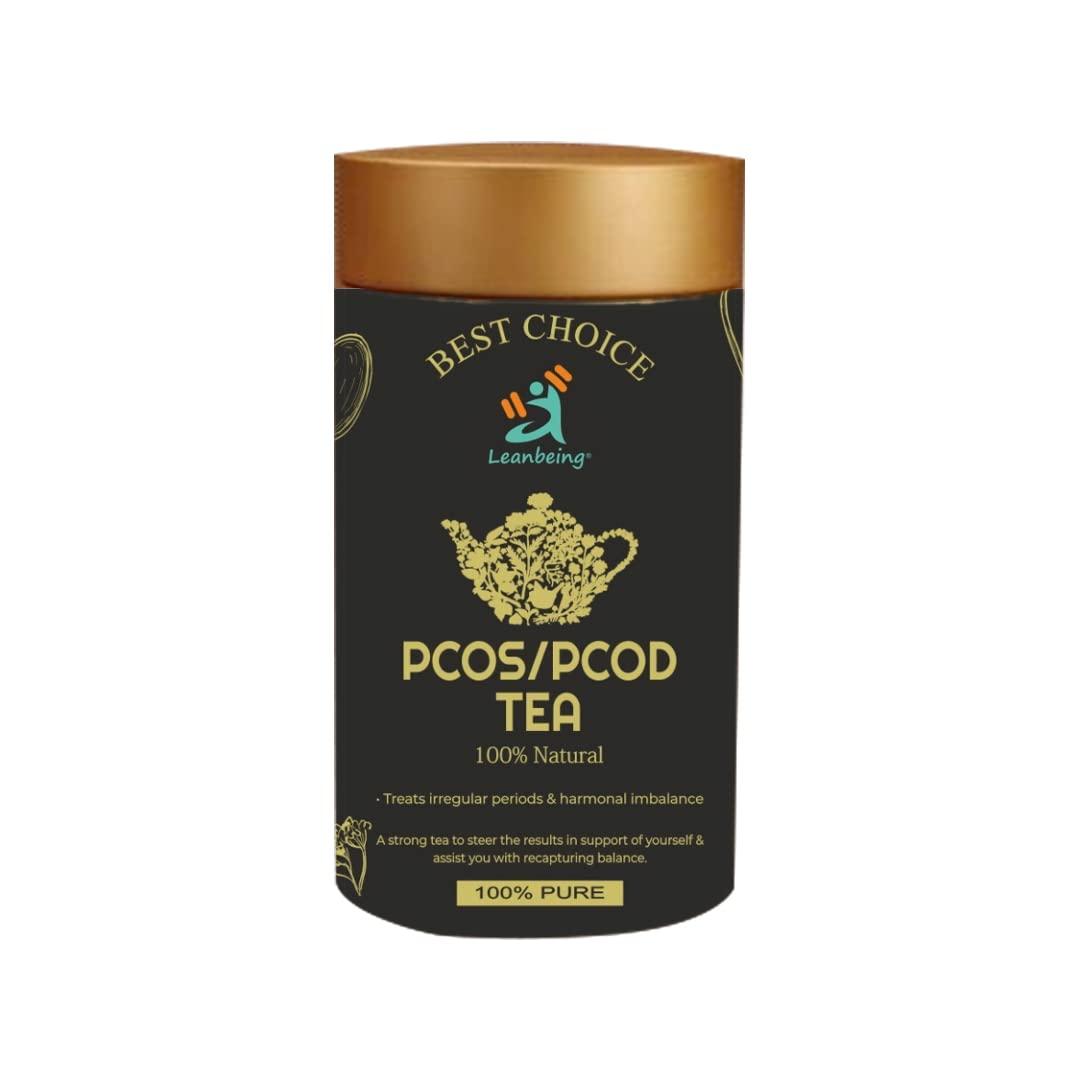 LEANBEING Leanbeing- PCOS & PCOD Tea 100g | With Goodness of St John wort, Spearmint, Shatavari, Chasteberry, Raspberry leaves, Aloevera leaves etc | Helps with facial hair & acne due to hormonal imbalance