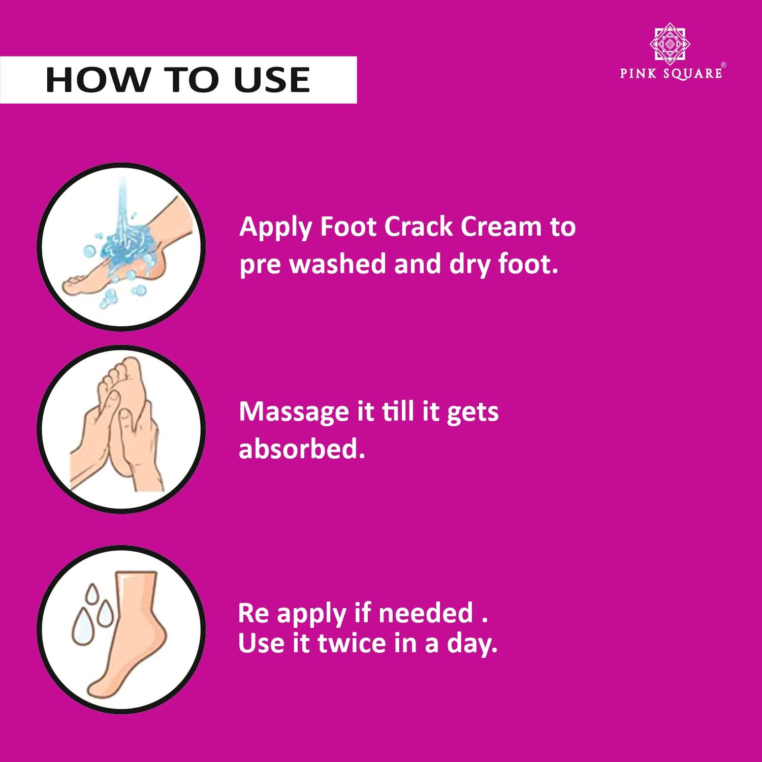 Pink Square Pink Square Cream, Foot cream, Foot care for diabetic, For Dry & Cracked Feet, Moisturizes & Soothes Feet, Heel Repair, For Calloused, or Chapped Skin, Paraben Free - Pack of 4 of 100g