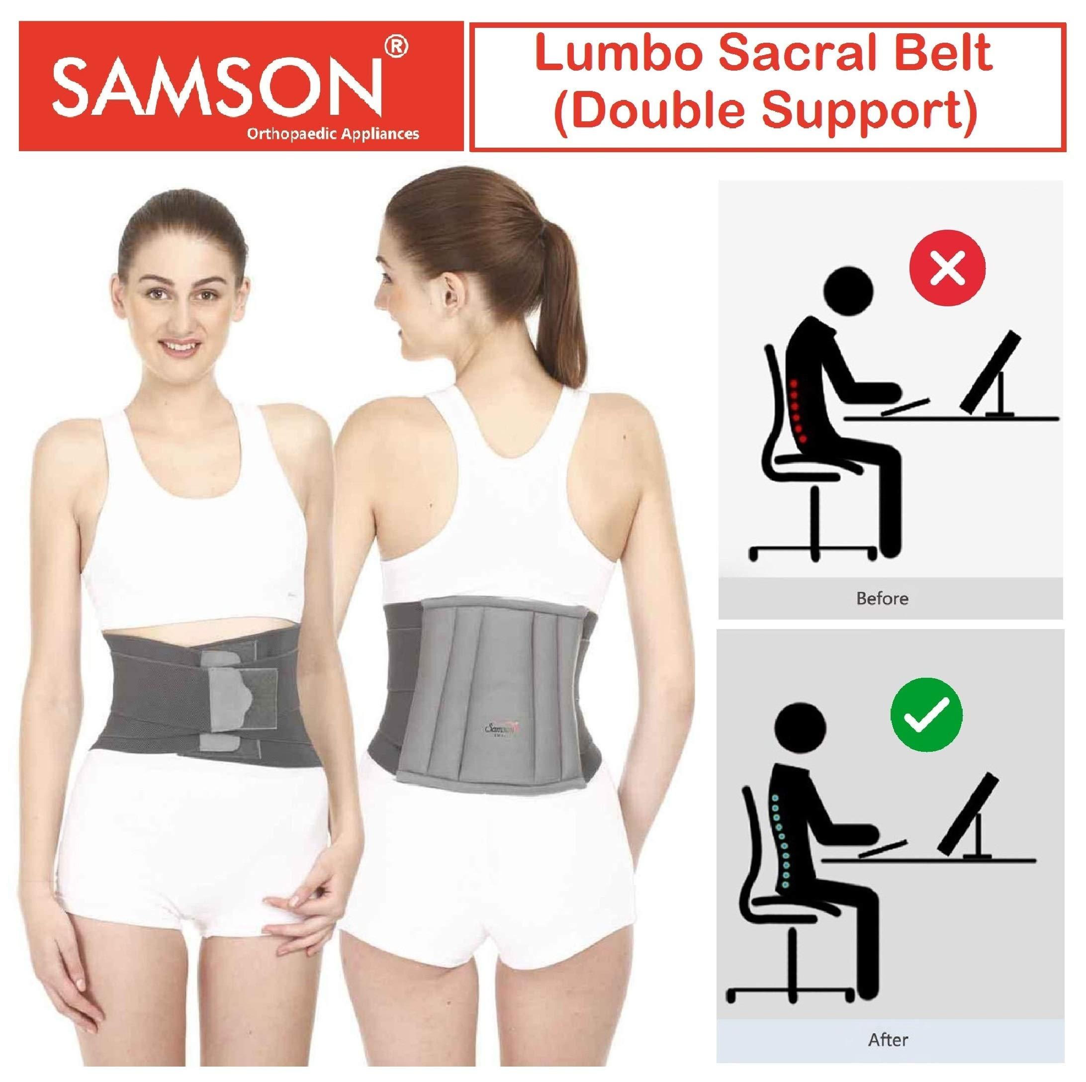 Samson Orthotics Samson Lumbo Sacral Belt (Double Support) - Light Weight, Long Life, Custom Fit (For Vertebral Fracture, Spinal Injuries, Lumbar Spondylitis & Postural Fatigue) (For Women & Men) (Size : XXXX-Large, 5