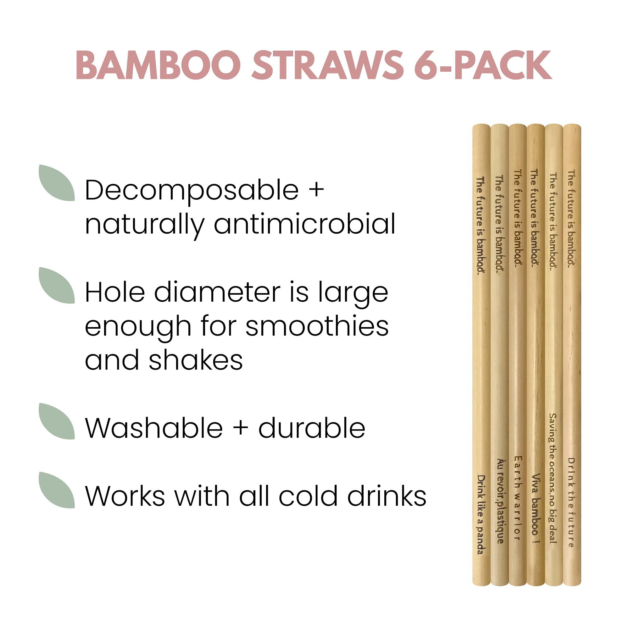 The future is bamboo The Future is Bamboo Bamboo Straws, Reusable Straws, Wooden Straws for Drinks, Pack of 6