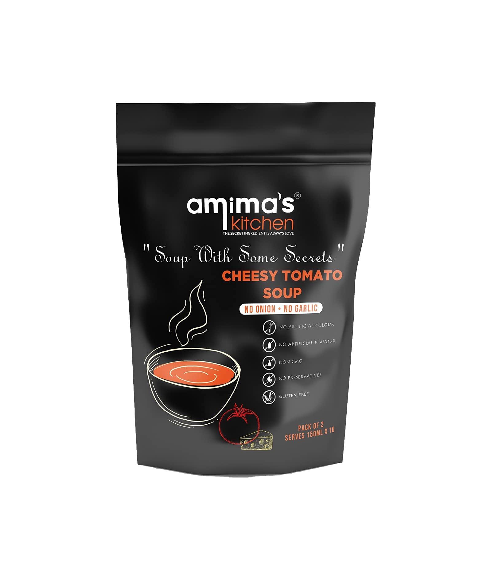 amima's kitchen Amima's Kitchen Cheesy Tomato Jain Soup (No Onion No Garlic) - 100 Grams [Serves 10] | Instant Soup Mix Powder | Ready To Cook | No Artificial Flavour & Colour | Gluten Free | Non GMO | Healthy Soup