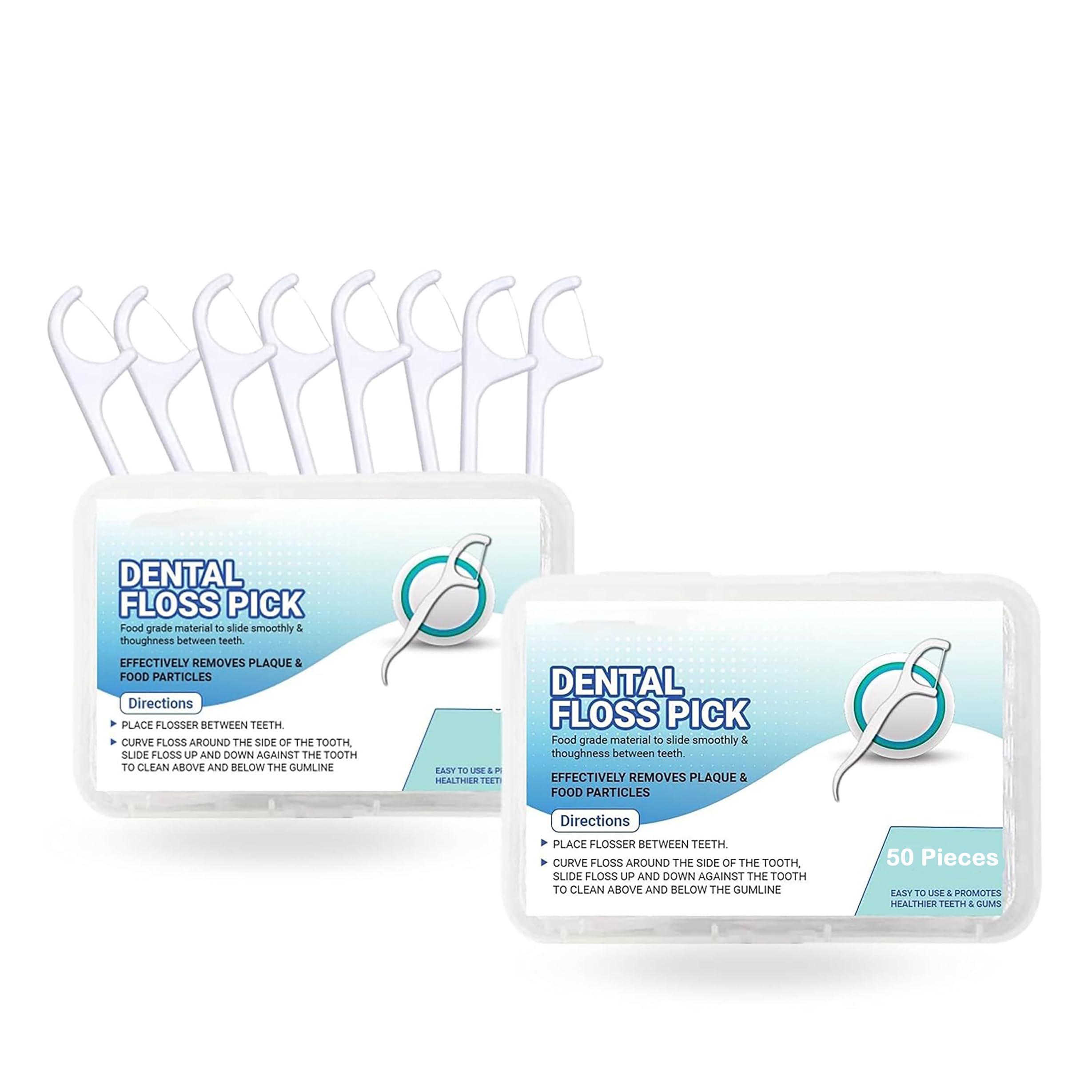 Jamboree!!! Jamboree!!! 3 in 1 Tooth Cleaning Fresh Dental Floss Toothpick Cleaners,Oral Care Plastic Disposable Teeth Flossing Thread Toothpicks Stick Set for Fresh, Healthy and Breath Gums(Pack of 100pcs)
