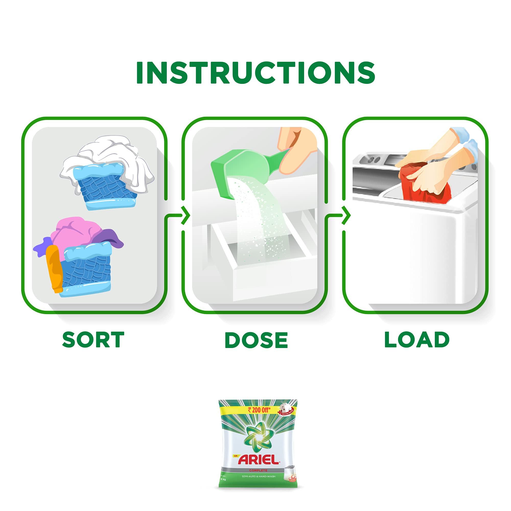 Ariel Ariel Complete Detergent Washing Powder- 4Kg Value Pack & Ariel Matic Liquid Detergent Front Load Refill Pouch, 2 Litre