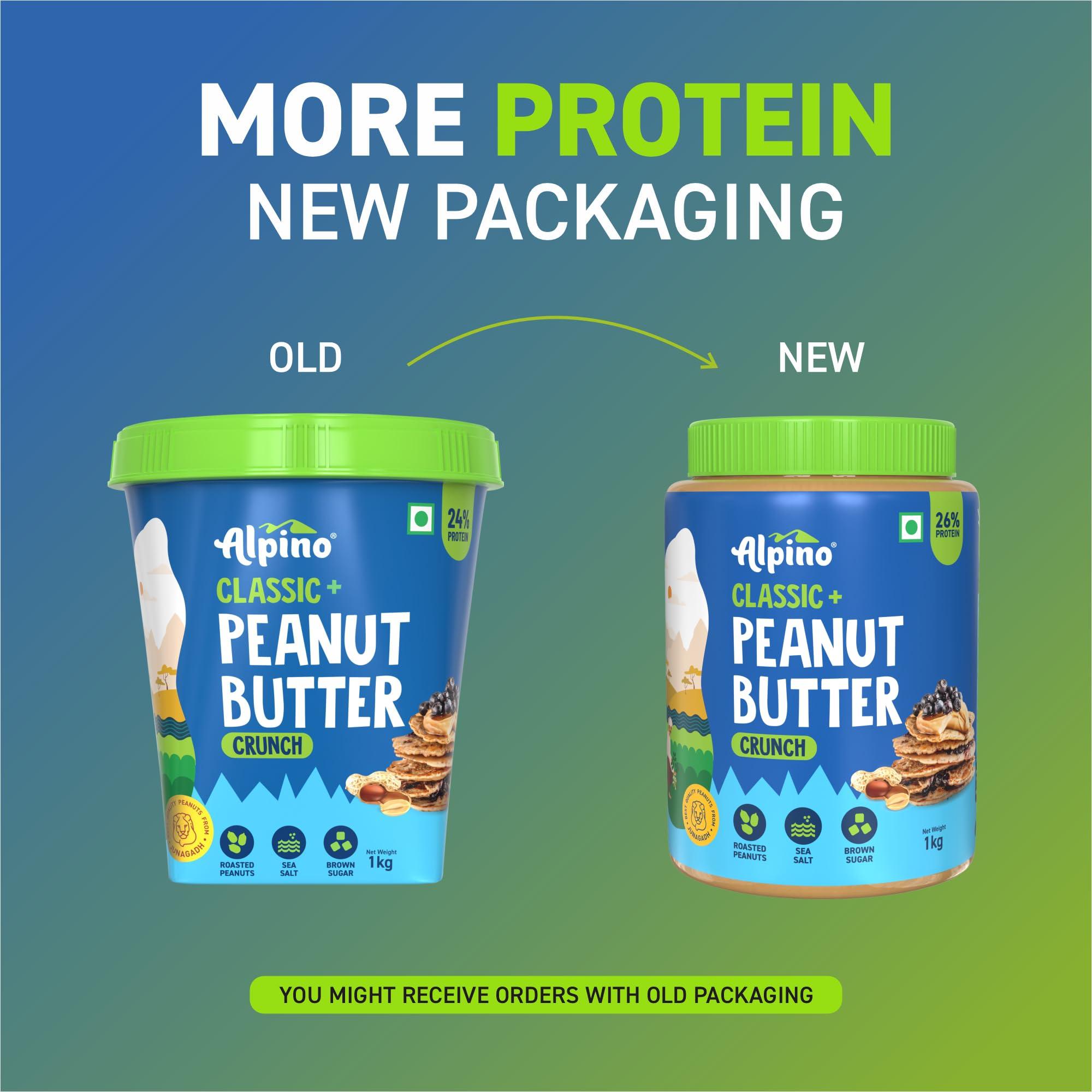 Alpino Alpino Classic Peanut Butter Crunch 1 KG | 90% Roasted Peanuts | High Protein Peanut Butter Crunchy | Gluten-Free | Vegan