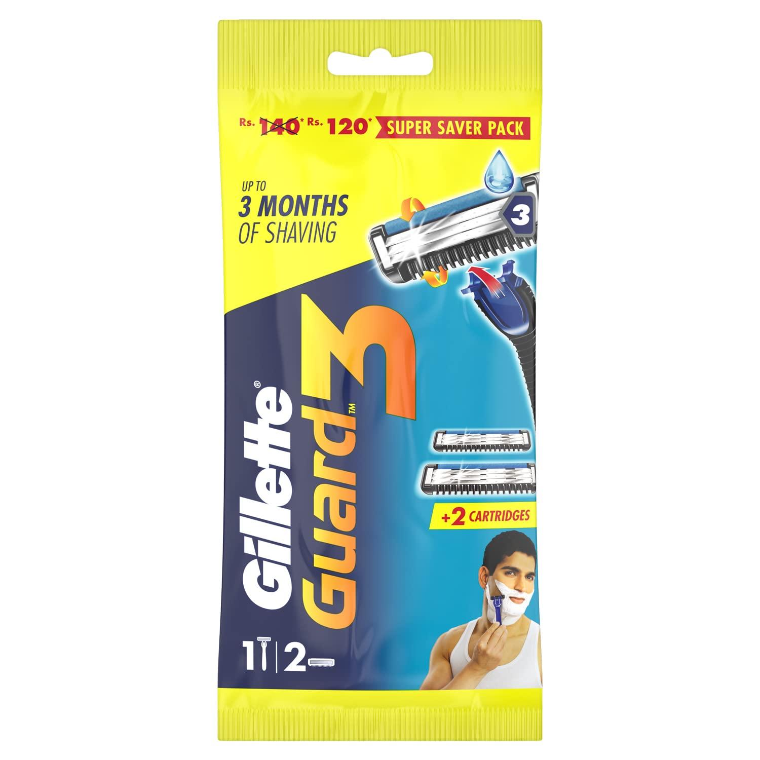 Gillette Gillette Guard 3 Single Razor with 2 Blades & Gillette Presto Manual Shaving Razor(Pack of 5)